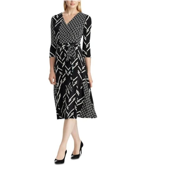 Lauren Ralph Lauren Dresses & Skirts - Lauren Ralph Lauren Women's Belted Multi-Print Jersey Midi Dress Size 6